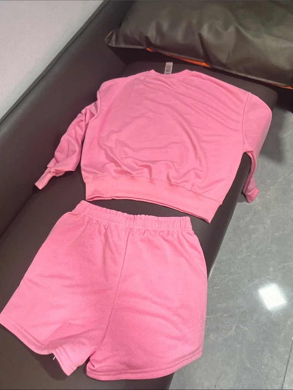 ALO Yoga Pink Cropped Sweatshirt & Drawstring Shorts Set Size M - Picture 2 of 11